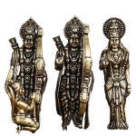 Brass Ram Darbar Idol | 3" x 4" x 2.5" (7.6 x 10.2 x 6.4 cm) | 236g Lightweight Sacred Art | Travel-Friendly Divine Family | Premium Collection